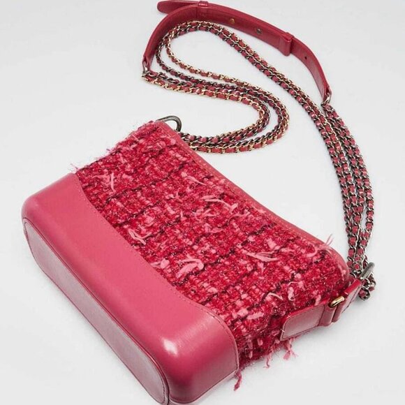 Chanel Pink Tweed and Leather Small Gabrielle Hobo Bag - Picture 3 of 10